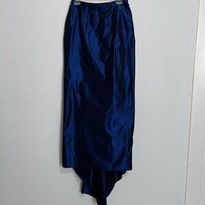 Vintage Scott McClintock Iridescent Navy Evening Pencil Maxi Skirt Sweep Train 6
